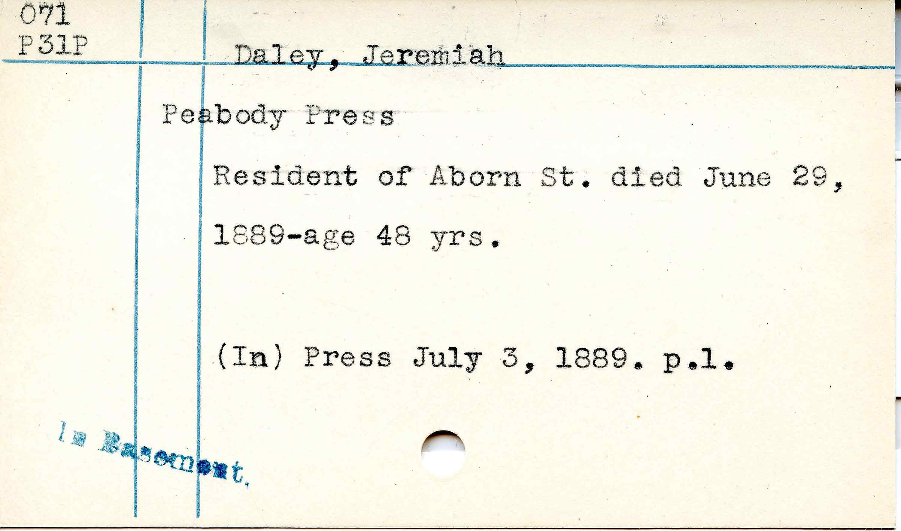 Index card with detected fields